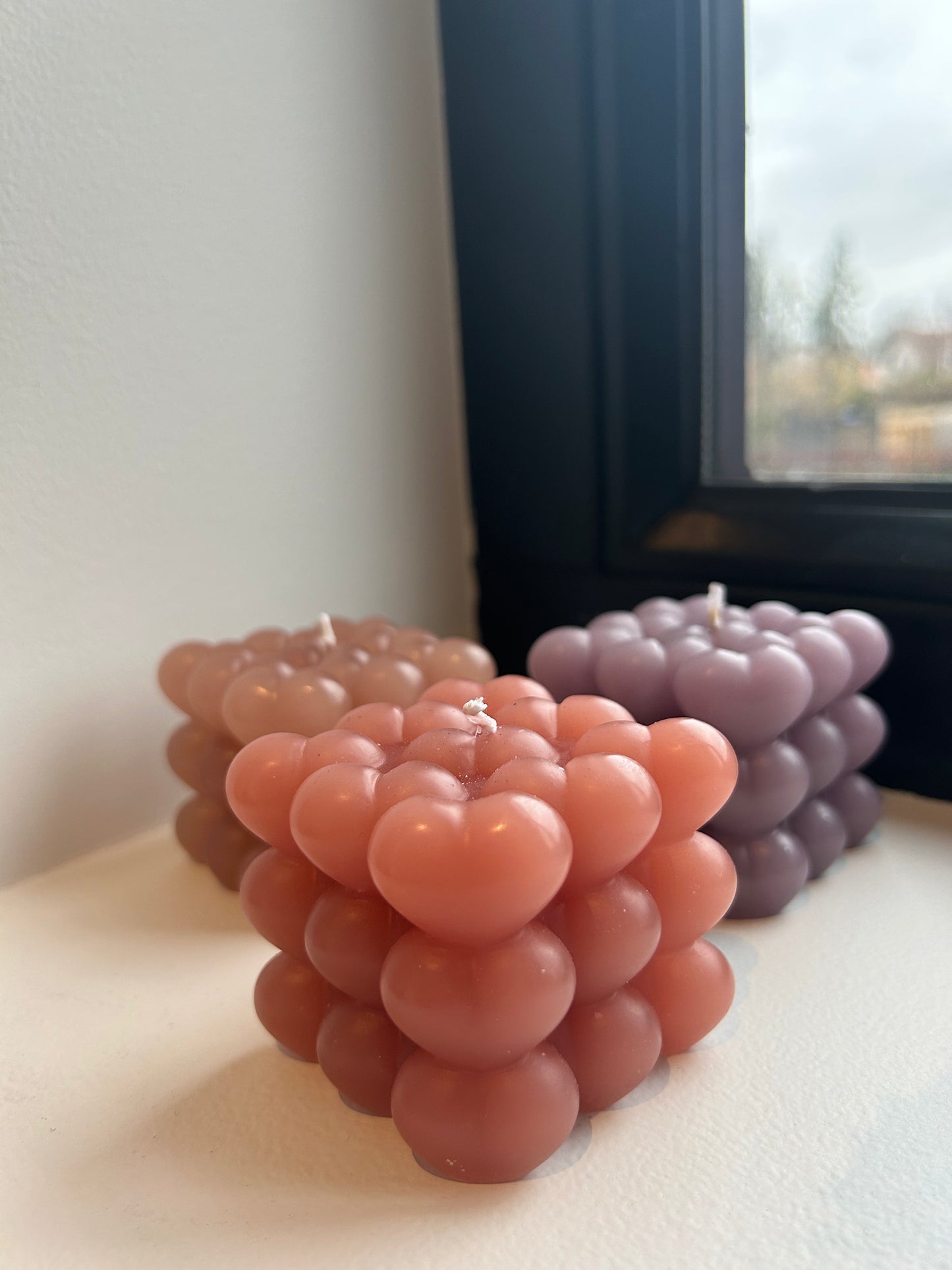 Heart-shaped cubic candle